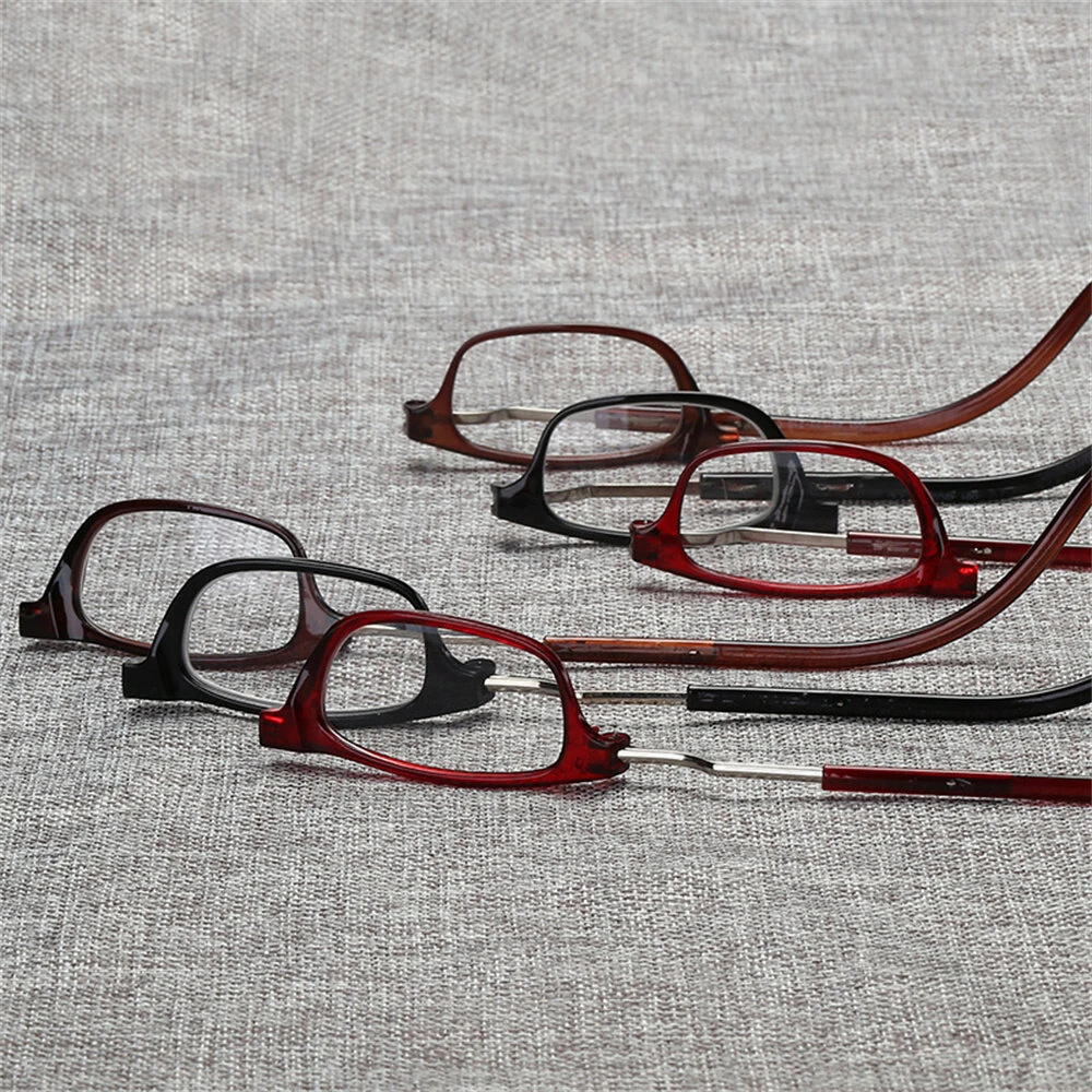 (image for) 2pcs Magnetic Neck Mounted Lightweight Reading Glasses Adjustable Temples Anti-Fall Anti-drop Presbyopic Eyeglasses